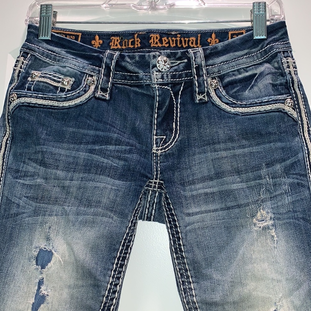 ROCK REVIVAL BRAND NEW SIZE 25 DONNA CAPRI WORN LOOK JEANS - Picture 4 of 9
